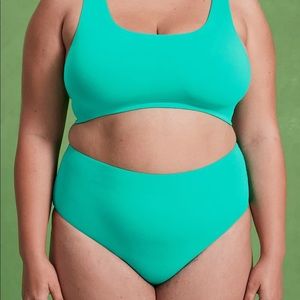 Girlfriend Collective Poolside Bikini Bottom in Aqua
